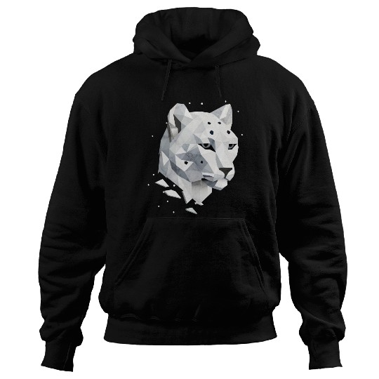 Geometric Snow Leopard - Elegance of the Wild Hoodies