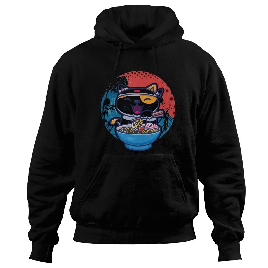 Japanese cat ramen Hoodies