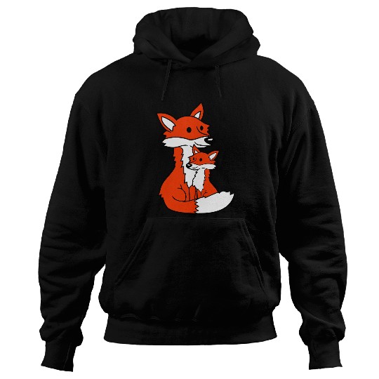 2 Foxes Mother Red Fox Small Child Father Mother Hoodies