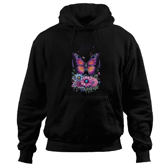 Butterfly with Flowers Art Faith Over Fear Hoodies