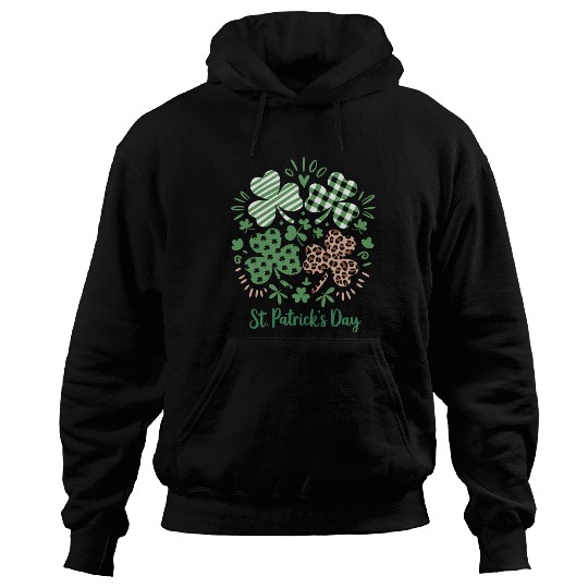 Plaid Leopard Print Shamrock St. Patrick's Day Hoodies