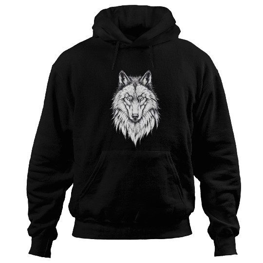 Wolf Face: Majestic and Wild Hoodies