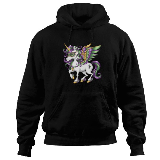 Happy Mardi Gras Unicorn Mask New Orleans Girls Hoodies