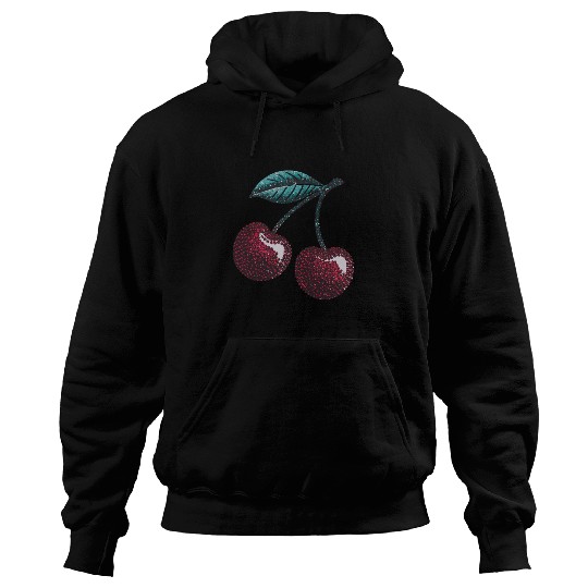 Sweet Cherry Delight with Vibrant Leafy Accent Hoodies
