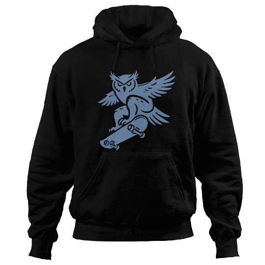 Snow Owl Skateboard Silhouette Minimalist Style Hoodies