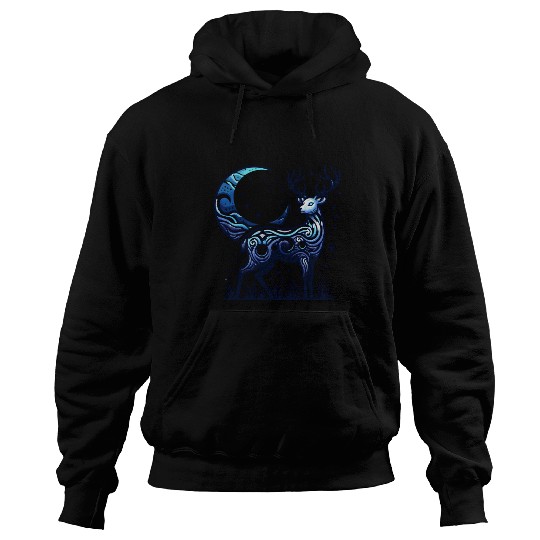 Celestial Deer Under Starry Night Moon Hoodies
