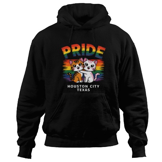 Pride Month Houston City Texas USA Rainbow Flag LG Hoodies