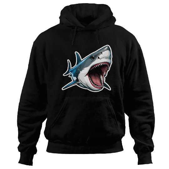 Big White Shark Attack Hoodies