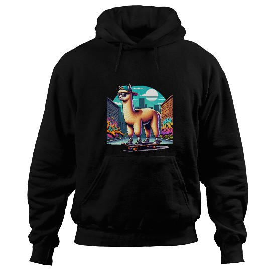 Cool Alpaca Skater Vibe in Urban Street Art Hoodies