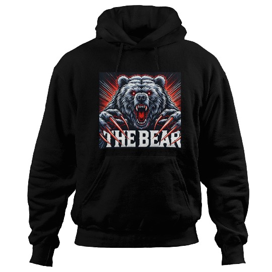 Black White Illustrated The Bear Hoodies