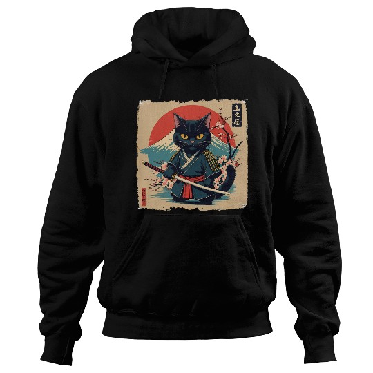 samurai cat Hoodies