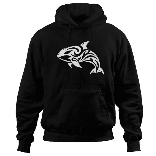 Sleek Elegant Orca T Tattoo Style Hoodies