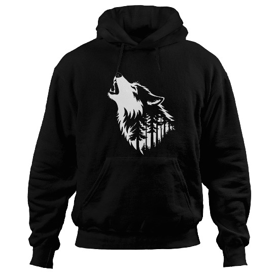 Howling Wolf & Forest Silhouette Hoodies
