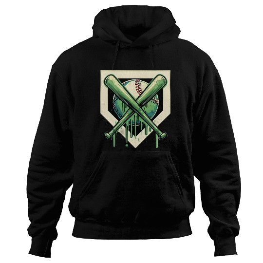 Baseball and Bat Dripping Green Hoodies
