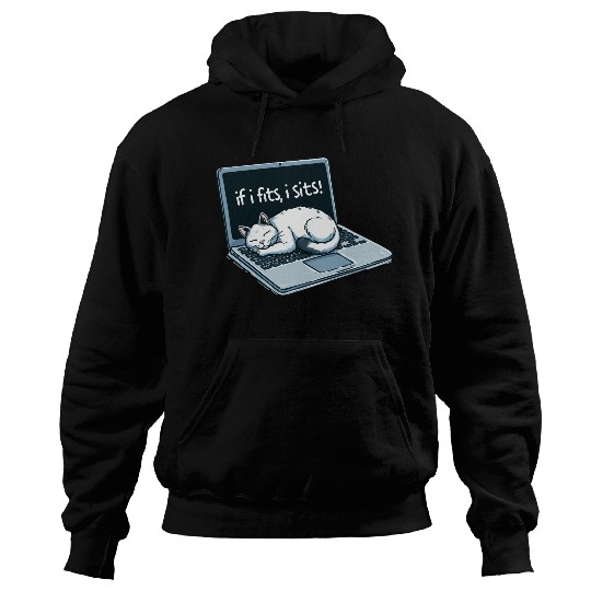 Laptop Cat Nap - If I Fits, I Sits! Hoodies