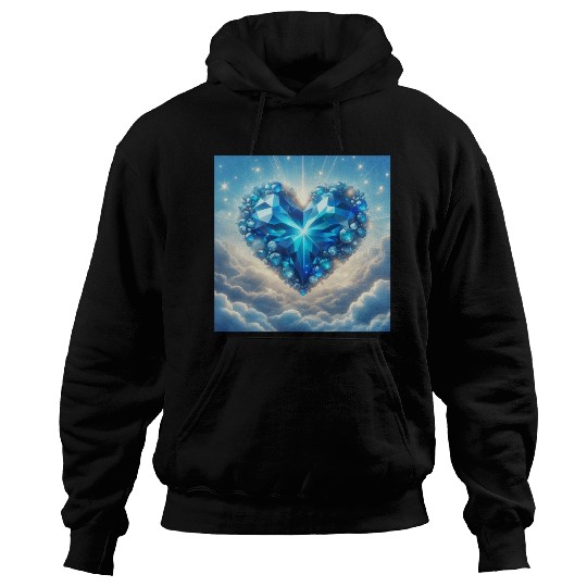 Blue Heart Jewel Radiant Heart of Love Hoodies
