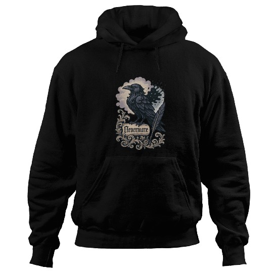 Baroque Raven Nevermore Scroll Poe Poetry Hoodies