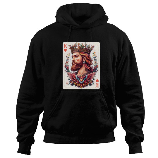 King of Hearts Card Illustration Hoodies