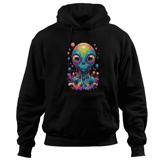 psychedelic alien portrait Hoodies