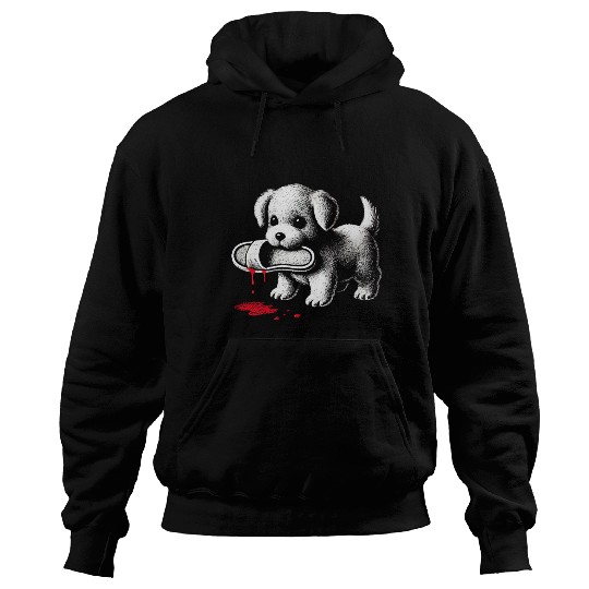 Cute Puppy with Slipper Hoodies Dark Humor Dog Lover