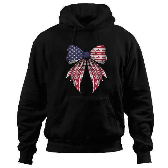 Coquette Bow Airplane Pilot Aviation US Flag Hoodies