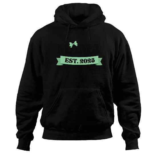Mama Est. 2025 - Light Green Bow Maternity Design Hoodies