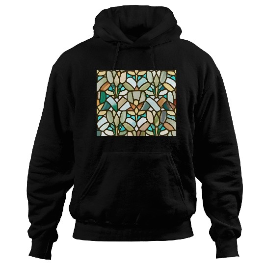 Abstract Floral Stained Glass Pattern - Art Deco Hoodies