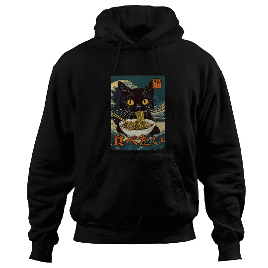 Cat Ramen Japanese Graphic Art Kawaii Kitty Anime Hoodies