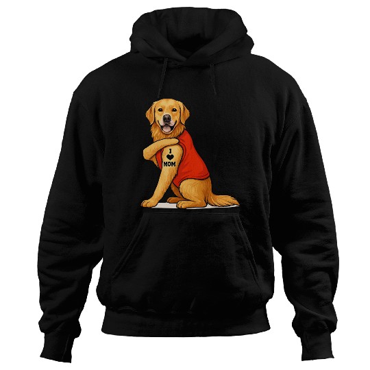 Funny golden retriever Dog I Love Mom Tattoo Lover Hoodies