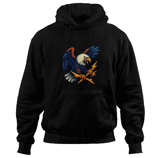 Bald Eagle with Lightning Bolts Hoodies Design