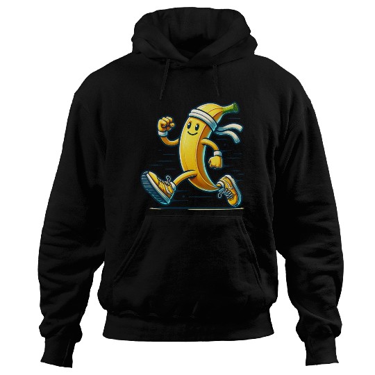 Running Banana – Energetic Fruit in Motion Hoodies