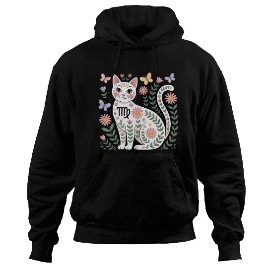 Virgo Zodiac Cat with Daisies Hoodies