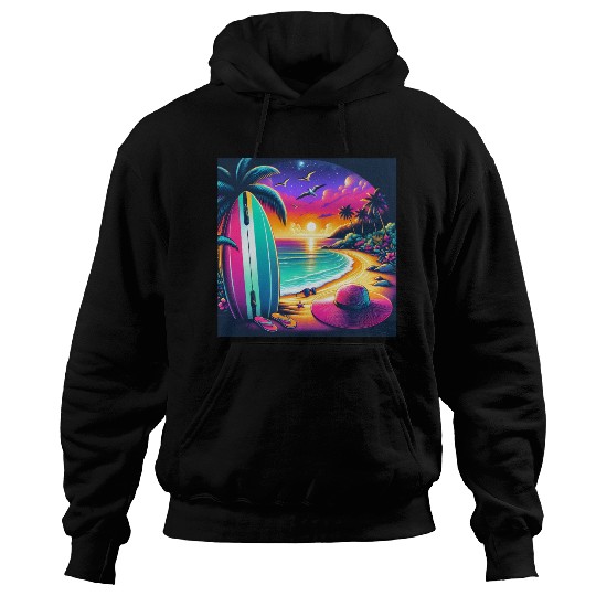 Tropical Sunset Surf Vibes Hoodies