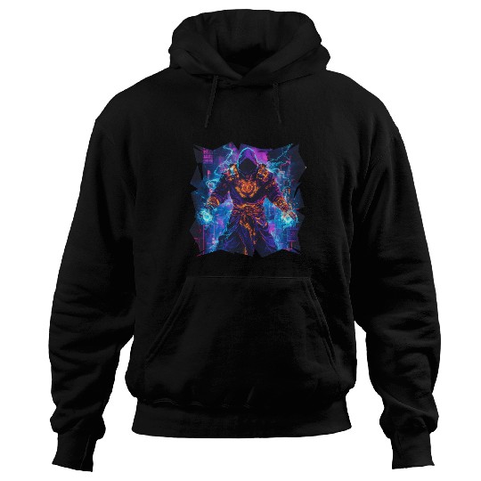 Bright Magician With Energy Aura In Neon Colors Hoodies