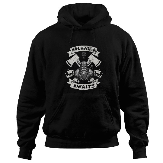 Valhalla Awaits - Viking Warrior Design Hoodies