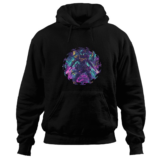 Warrior With Energy Charging In Bright Megacity Hoodies