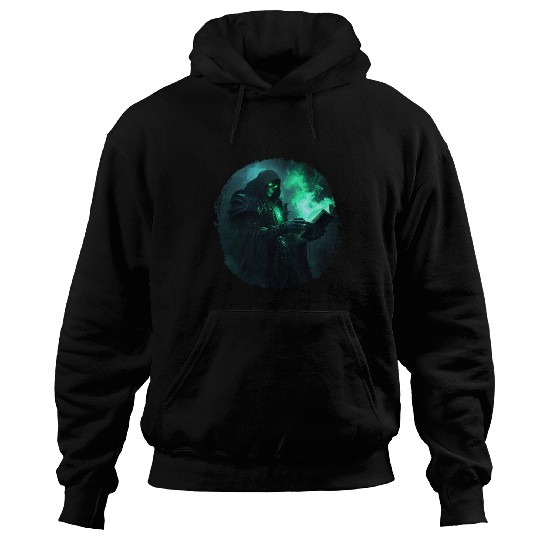 Green Shadow Mage with Burning Spell Book Hoodies