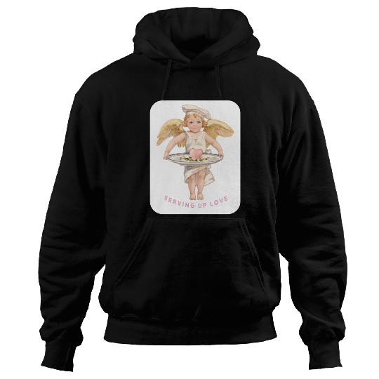 Chef Cook Valentine SERVING UP LOVE Cupid Angel Hoodies