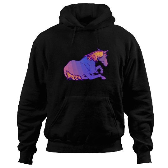Purple Horse Lying Down, Hand Drawn, Bright Colors Hoodies