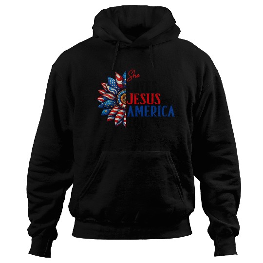 She Loves Jesus and America Too 4th of July Hoodies