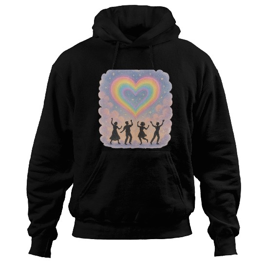 20250702 1417 Rainbow Heart Dance simple compos Hoodies