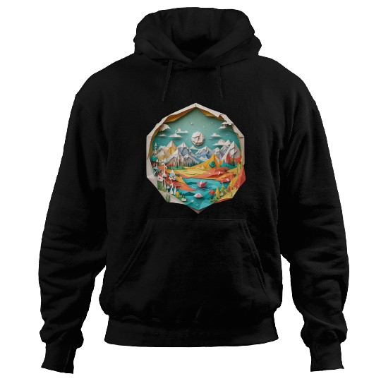 3D landscape Hoodies