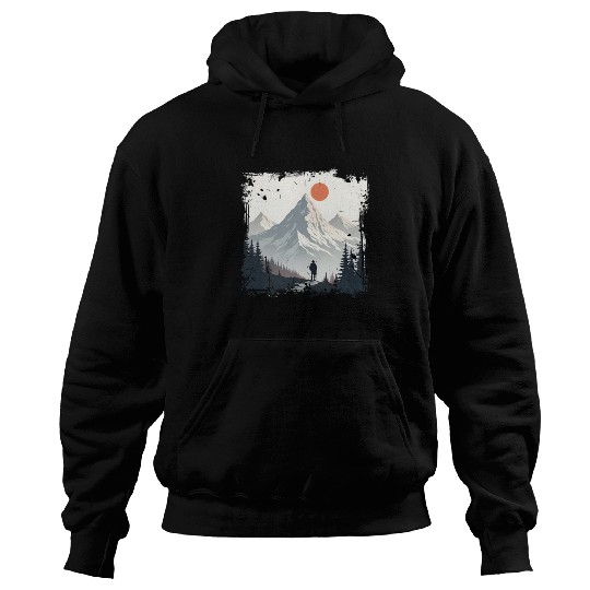 Serene Mountain Wilderness Scene Hoodies