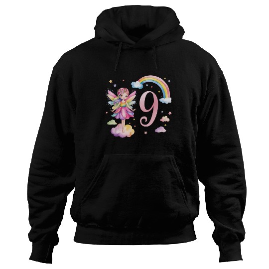 Magical Rainbow Fairy Elf 9th Birthday Girl Hoodies