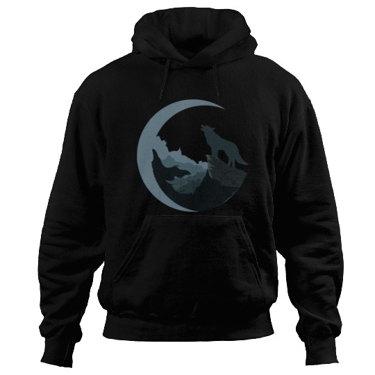 Wolf Moon Silhouette Hoodies