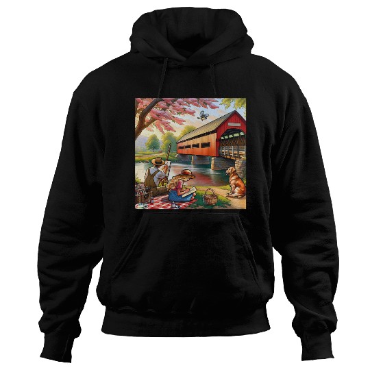 Rustic Countryside Painting Scene Hoodies