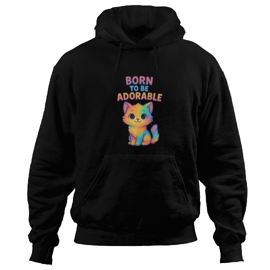 Colorful Adorable Kitten with Affirmation Hoodies