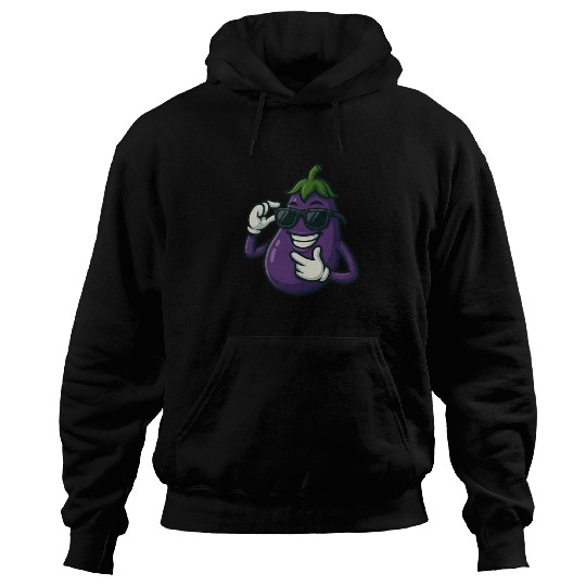 Cool eggplant vegetable design with sunglasses car Hoodies
