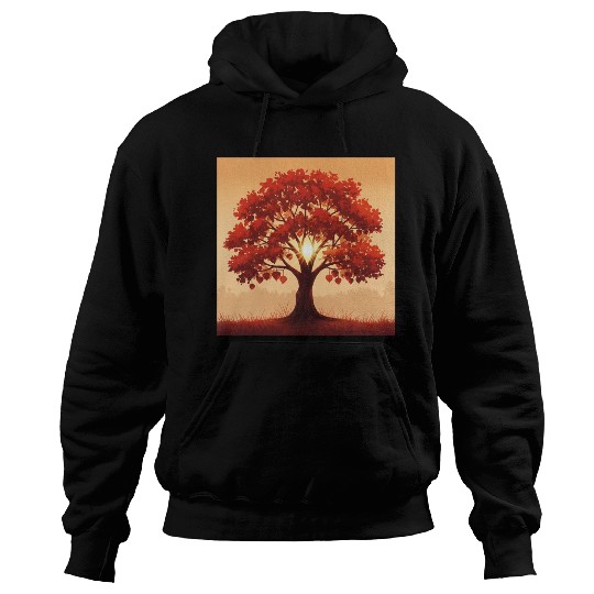 Vibrant Autumn Tree Art Hoodies