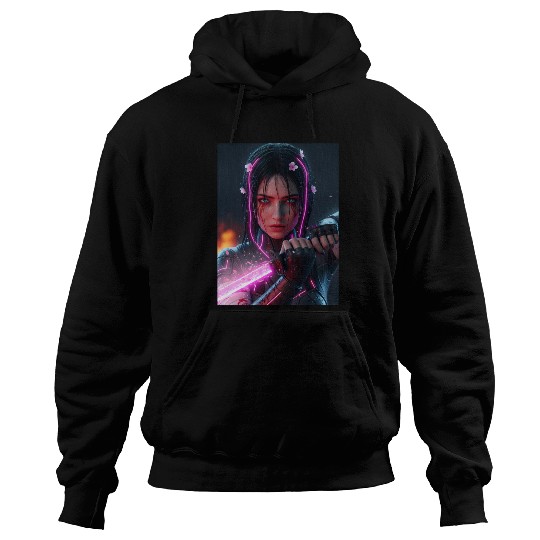 Cyberpunk Samurai Girl Hoodies